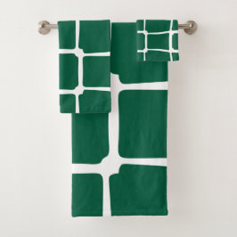 Grüne Formen Quadrate fett asymmetrisch Badhandtuch Set