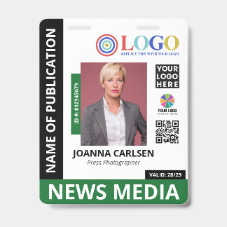 Grüne Foto & 3 Logo QR-Code Press-ID Ausweis