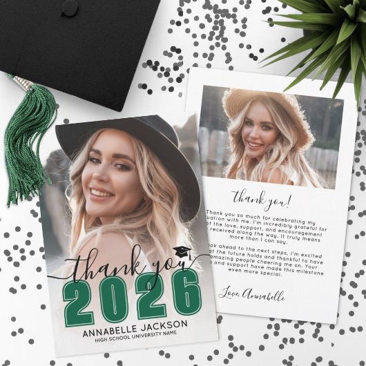 Grüne Foto-Abschlussfeier Dankeskarte