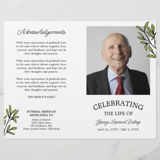 Grüne Foto Feier zur Beerdigung des Lebens (Vorderseite)