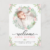 Grüne Foto Geburtserklärung & Vielen Dank Post Postkarte (Vorderseite)