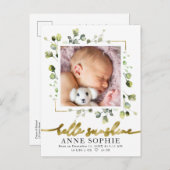 Grüne Foto Geburtserklärung & Vielen Dank Post Postkarte (Vorne/Hinten)