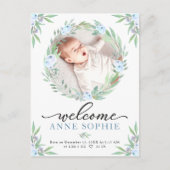 Grüne Foto Geburtserklärung & Vielen Dank Post Postkarte (Vorderseite)