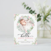 Grüne Foto Geburtserklärung & Vielen Dank Post Postkarte (Stehend Vorderseite)