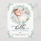 Grüne Foto Geburtserklärung & Vielen Dank Postkarte (Vorderseite)