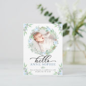 Grüne Foto Geburtserklärung & Vielen Dank Postkarte (Stehend Vorderseite)