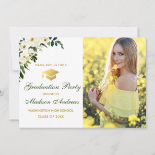 Grüne Foto Gold Graduierungsparty Einladung