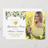 Grüne Foto-Graduierungsparty Einladung (Vorne/Hinten)