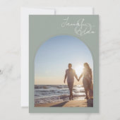 Grüne Foto Hochzeit der Moderne Einladung (Rückseite)