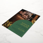 Grüne Foto Hochzeit im Herbst Golden Garden Folieneinladung (Gedreht)