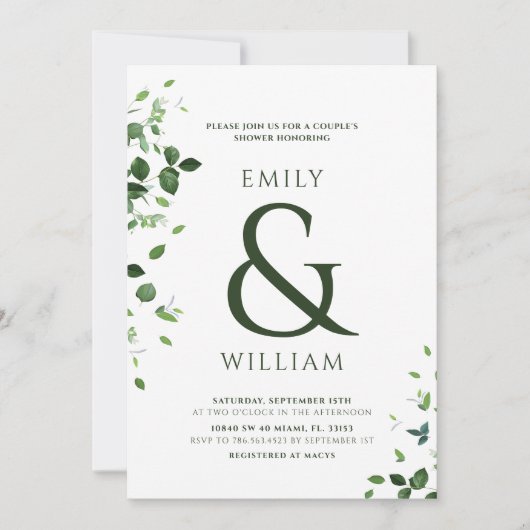 Grüne Foto Paare Dusche Einladung (Vorderseite)