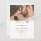 Grüne Foto-QR-Code-Hochzeit Einladung (Vorderseite)
