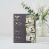 Grüne Foto QR Code Hochzeit speichern das Datum Postkarte (Stehend Vorderseite)