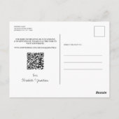 Grüne Foto QR Code Hochzeit speichern das Datum Postkarte (Rückseite)