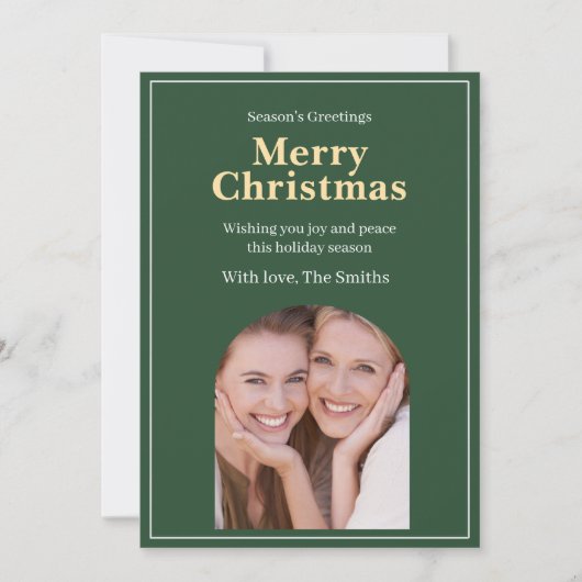 Grüne Foto-Weihnachtskarte Feiertagskarte (Vorderseite)