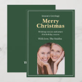 Grüne Foto-Weihnachtskarte Feiertagskarte (Vorne/Hinten)
