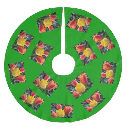 Grüne FotoCollage Polyester Weihnachtsbaumdecke (Vorderseite)