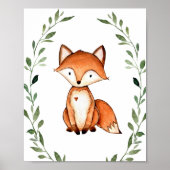Grüne Fox Woodland Tiere Kinderzimmer Mauer Kunst Poster (Vorne)