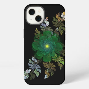 Grüne Fraktalblume iPhone 13 Hülle