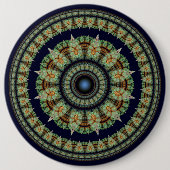 Grüne fraktale Feen-Mandala Button (Vorderseite)