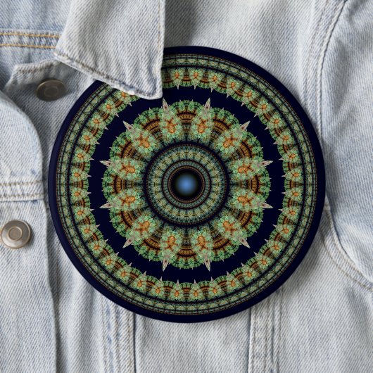 Grüne fraktale Feen-Mandala Button (Beispiel)