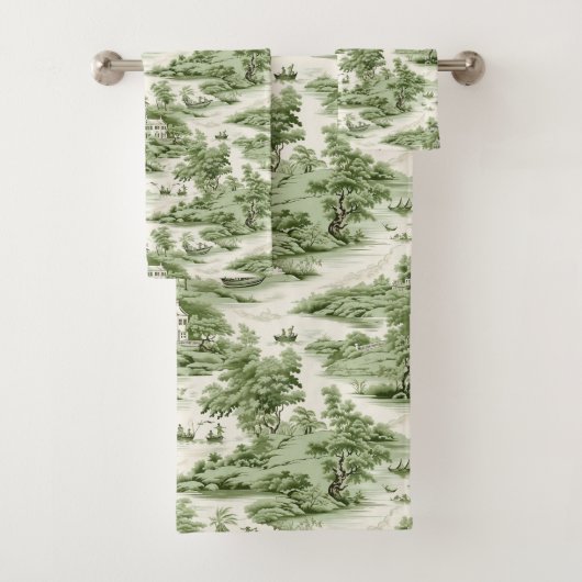 Grüne französische Landschaft Badhandtuch Set (Insitu)