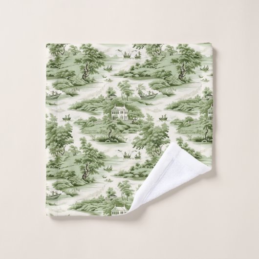 Grüne französische Landschaft Badhandtuch Set (Waschlappen)