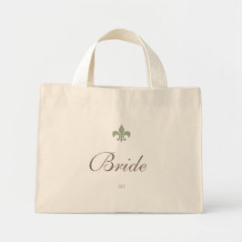 Grüne Französische Lilie Bride Initial Monogram Mini Stoffbeutel