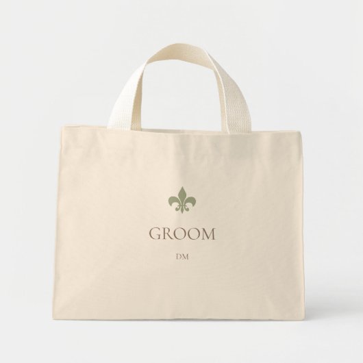 Grüne französische Lilie Groom Initial Monogram Mini Stoffbeutel (Vorne)