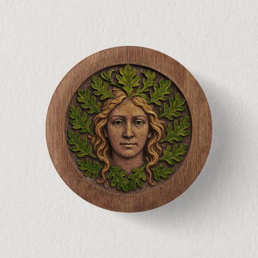 Grüne Frau - Holz Button (Vorderseite)
