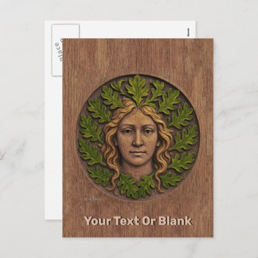 Grüne Frau - Holz Feiertagspostkarte (Vorne/Hinten)