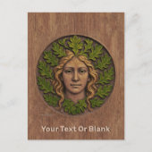 Grüne Frau - Holz Feiertagspostkarte (Vorderseite)