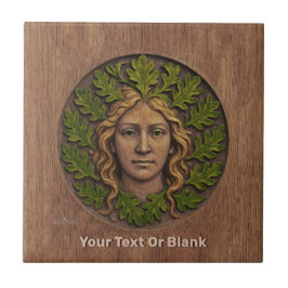 Grüne Frau - Holz Fliese