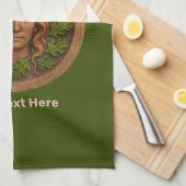 Grüne Frau - Holz Geschirrtuch (Viertel Falte)