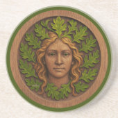 Grüne Frau - Holz Getränkeuntersetzer (Vorne)