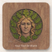 Grüne Frau - Holz Getränkeuntersetzer (Vorderseite)