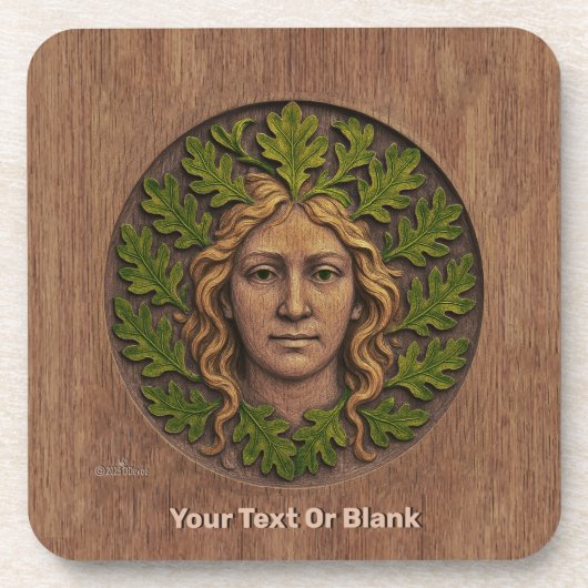 Grüne Frau - Holz Getränkeuntersetzer (Vorderseite)