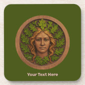 Grüne Frau - Holz Getränkeuntersetzer (Vorderseite)