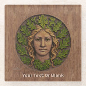 Grüne Frau - Holz Glasuntersetzer (Vorderseite)