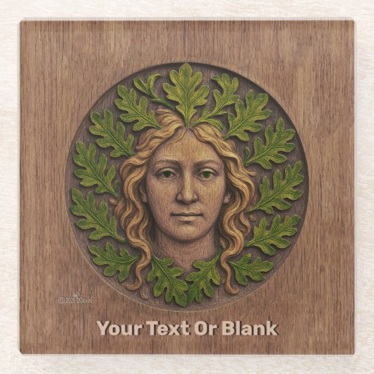 Grüne Frau - Holz Glasuntersetzer (Vorderseite)