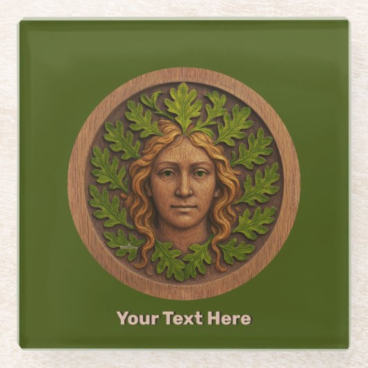 Grüne Frau - Holz Glasuntersetzer (Vorderseite)