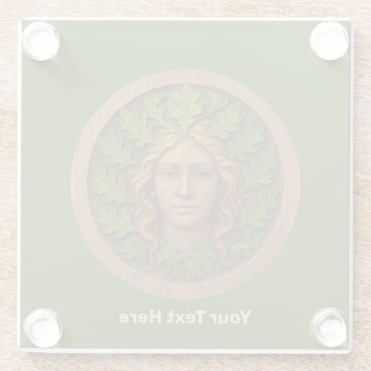 Grüne Frau - Holz Glasuntersetzer (Rückseite)