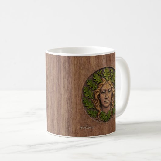 Grüne Frau - Holz Kaffeetasse (VorderseiteRechts)