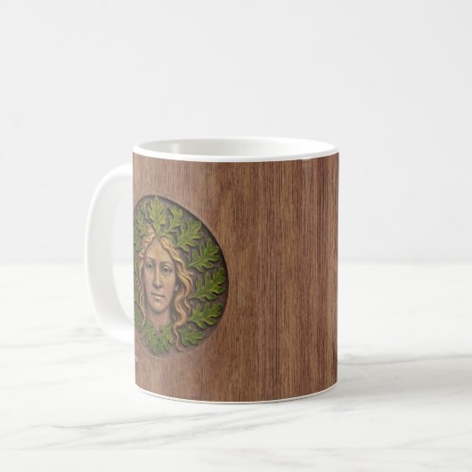 Grüne Frau - Holz Kaffeetasse (Vorderseite Links)