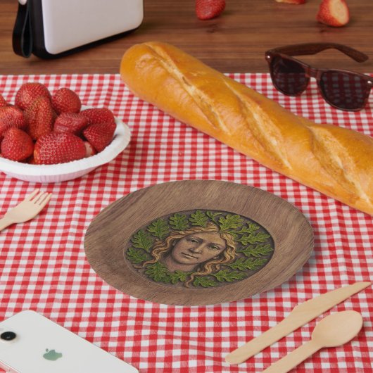 Grüne Frau - Holz Pappteller (Picknick)