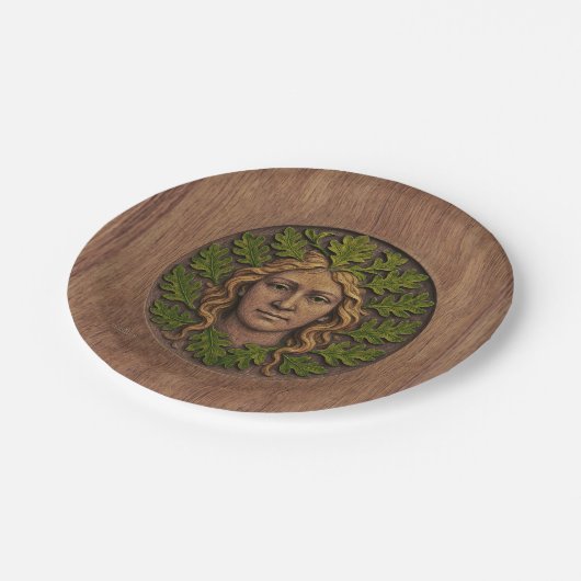 Grüne Frau - Holz Pappteller (Schrägansicht)