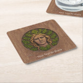 Grüne Frau - Holz Rechteckiger Pappuntersetzer (angewinkelt)