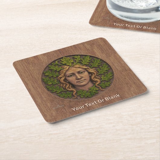 Grüne Frau - Holz Rechteckiger Pappuntersetzer (angewinkelt)