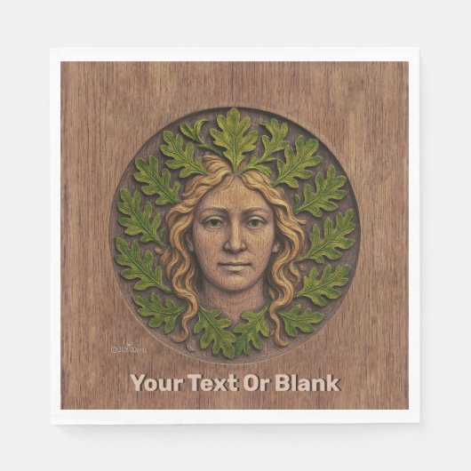 Grüne Frau - Holz Serviette (Vorderseite)