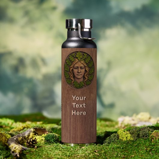 Grüne Frau - Holz Trinkflasche (Außenbereich (gedreht))